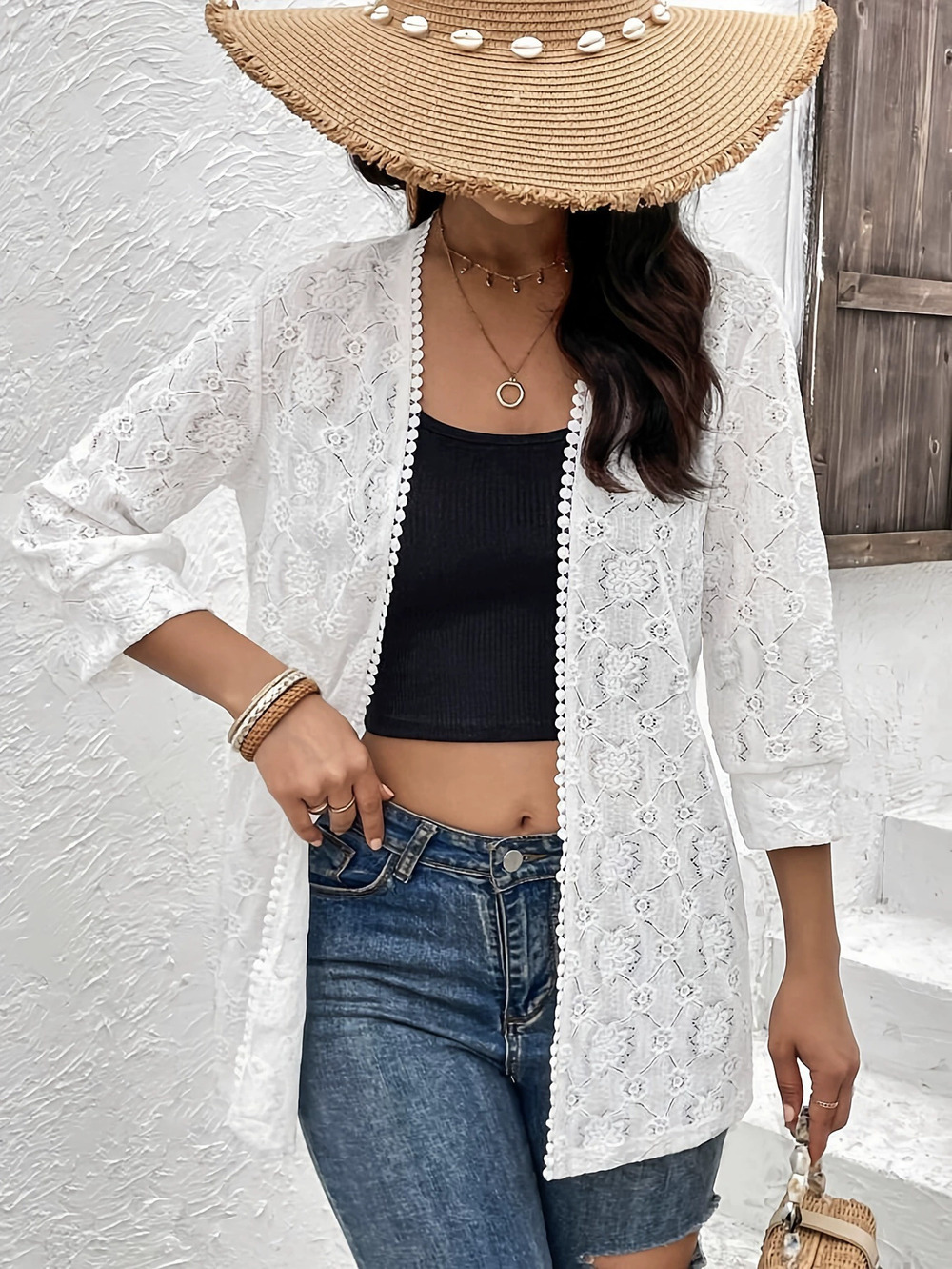 Zara Lace Patchwork Trim Cardigan Jacket